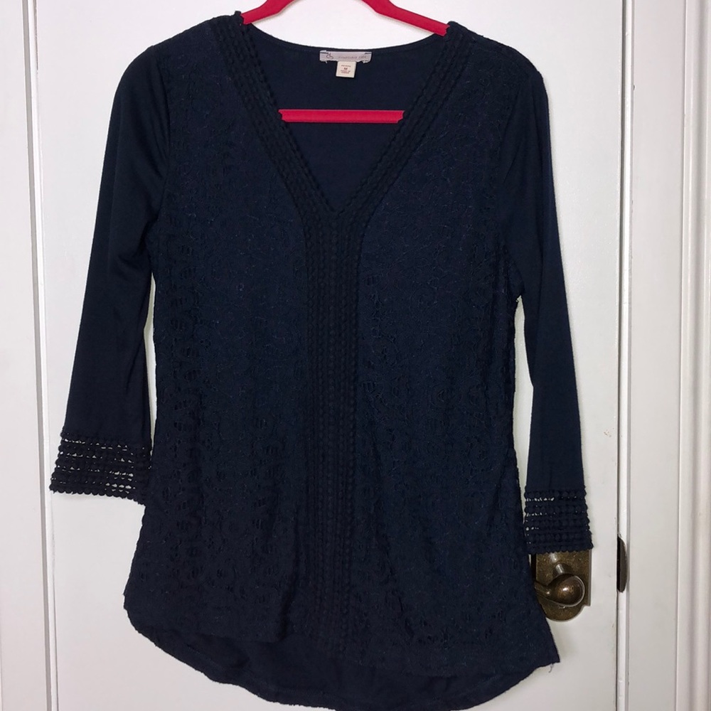 db Navy blue lace top size Med.